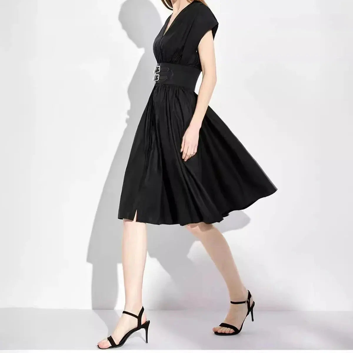 The Essential Black V-Neck Summer Dress - Loran