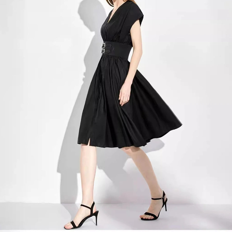 The Essential Black V-Neck Summer Dress