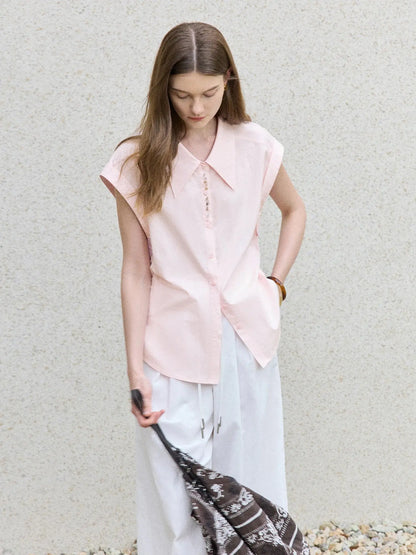 Chic French Style Pink Minimalist Temperament Shirt - Loran