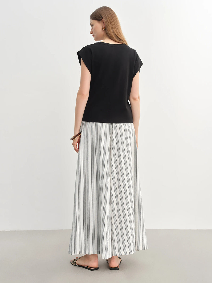 Minimalist Summer Drawstring Cotton-Linen Textured Trousers