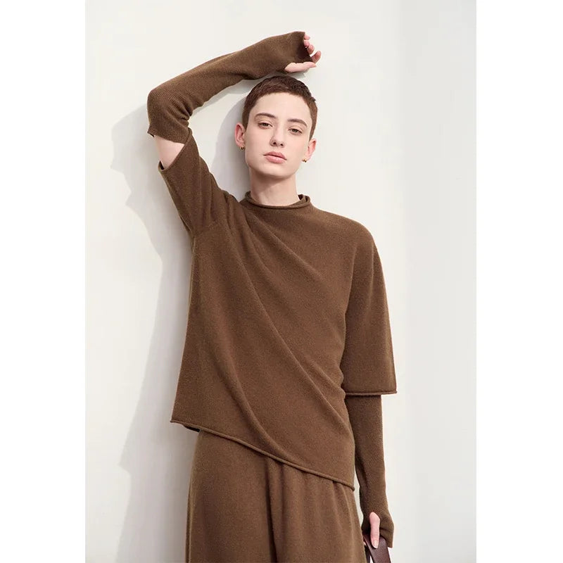 Amii Minimalism Sweaters For Women 2025 Autumn New Wool With Sleeve Mlock Neck Pullovers Versatile Lady Knitwear Jumper 12453055 Loran