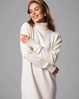 Women's Ribbed Turtleneck Long Sweater Dress