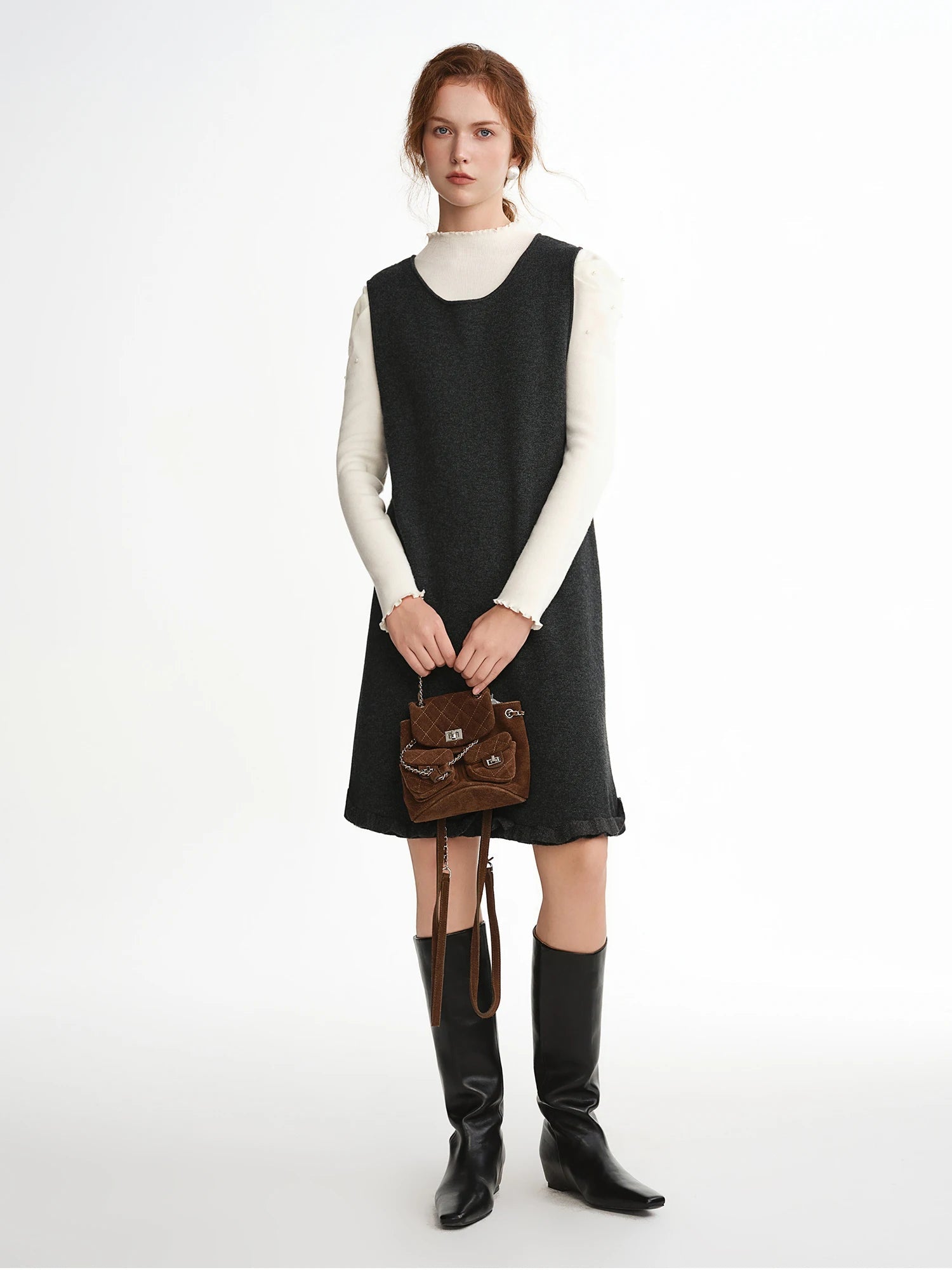 Ruffled Mini Sleeveless Dress Chic Knitted Vestido Loran