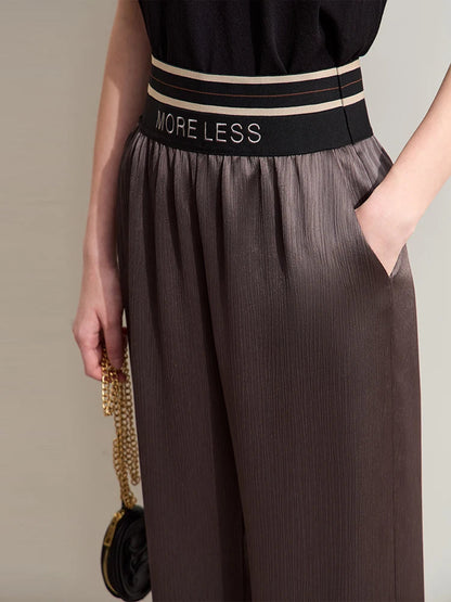 Amii Minimalism 2024 Women Wide-leg Casual Pants Summer New Letter Embroidery Rubber Band Waist Fashion Female Trousers 12422121 Loran