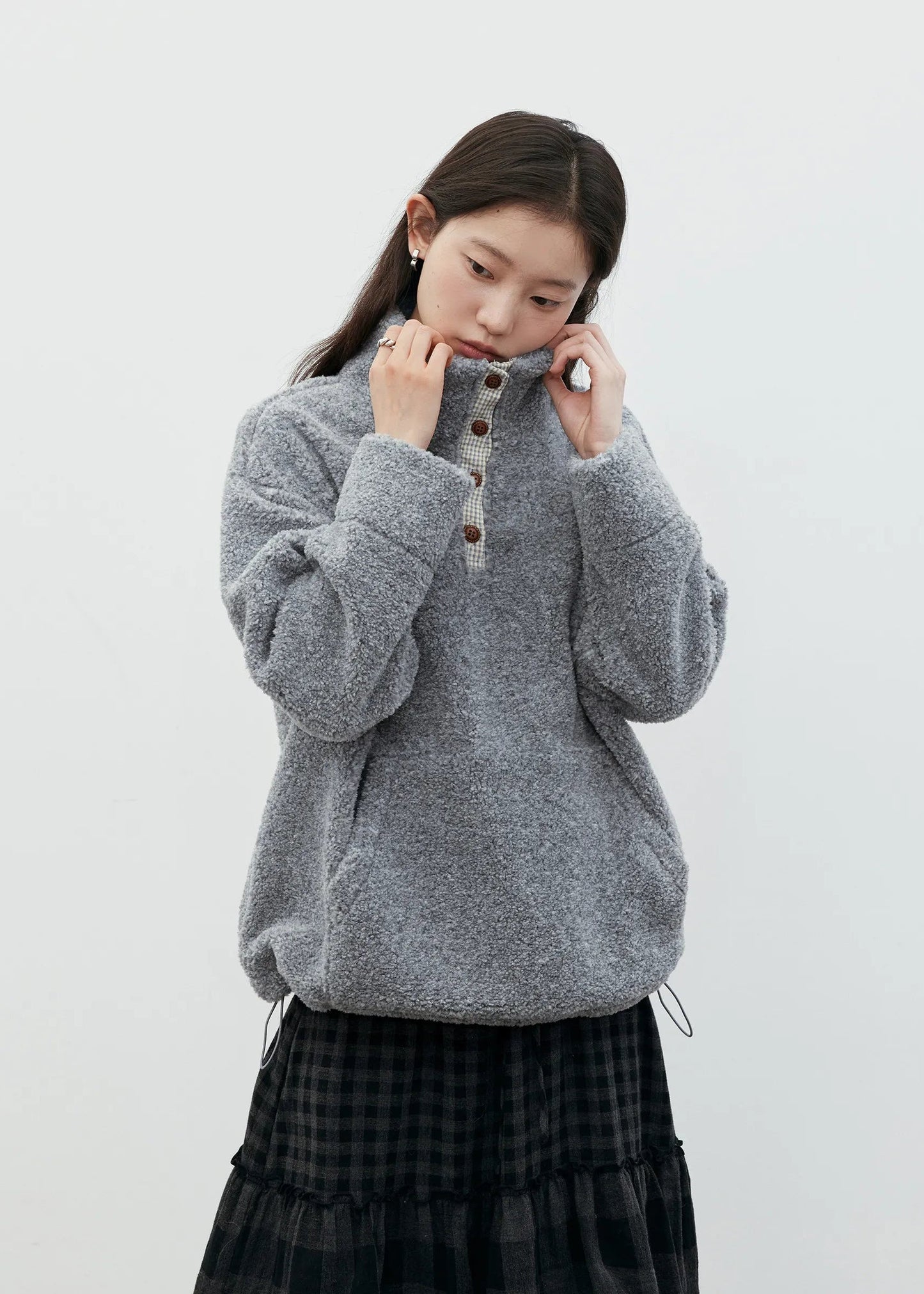 Women’s Plush Plaid Patchwork Hoodie Autumn Pullover Loran