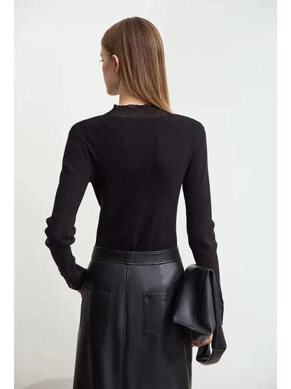 Elegant Sheer-Panel Turtleneck - Loran