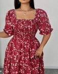 Plus Size Floral Fitted Woven Dress