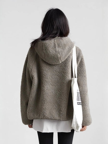 Hooded Granular Fleece Jacket Loose Casual Short Coat Loran