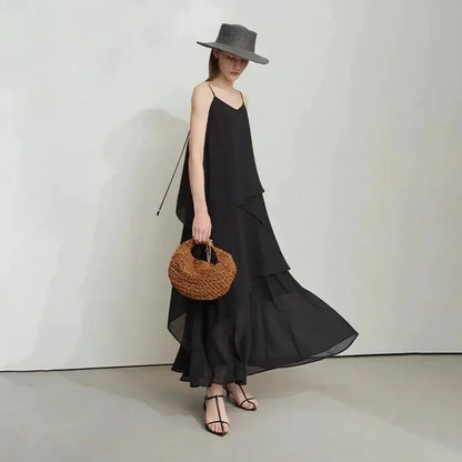 Autumn New Minimalist Layered Chiffon Dress - Loran