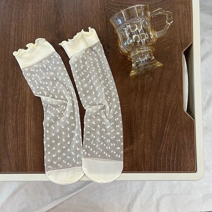 3 Pairs Women's Lace & Ice Silk Summer Socks