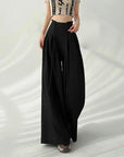 Lace-Up High-Waist Wide-Leg Trousers