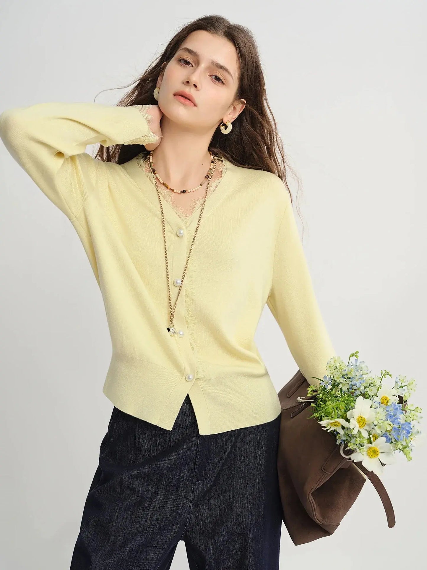 Chic Lace-Trimmed Plus Size Cardigan - Loran