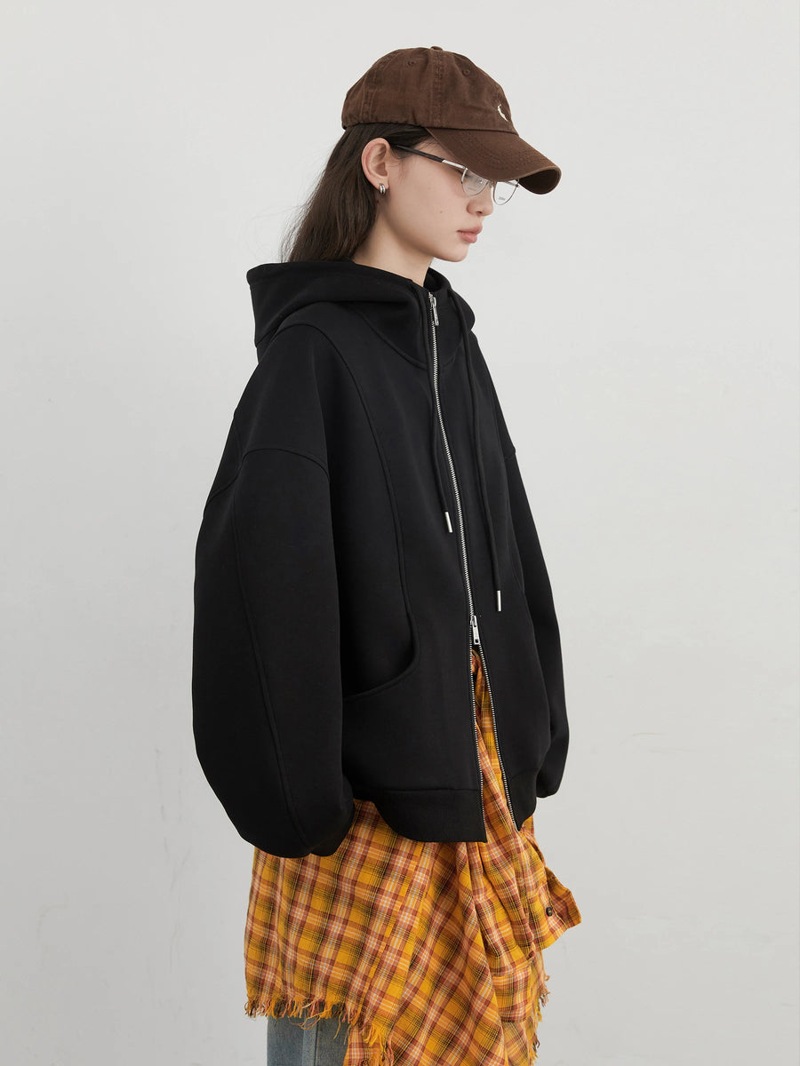 Women's Loose Drawstring Hooded Sweatshirt Jacket