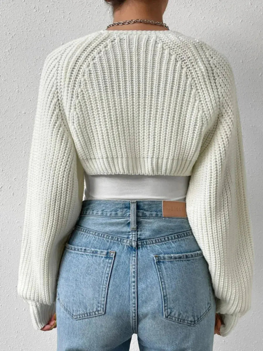 Women's Rib-Knit Cropped Cardigan Shrug - Loran