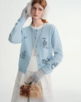 Plus-Size Pet-Embroidered Wool Cardigan