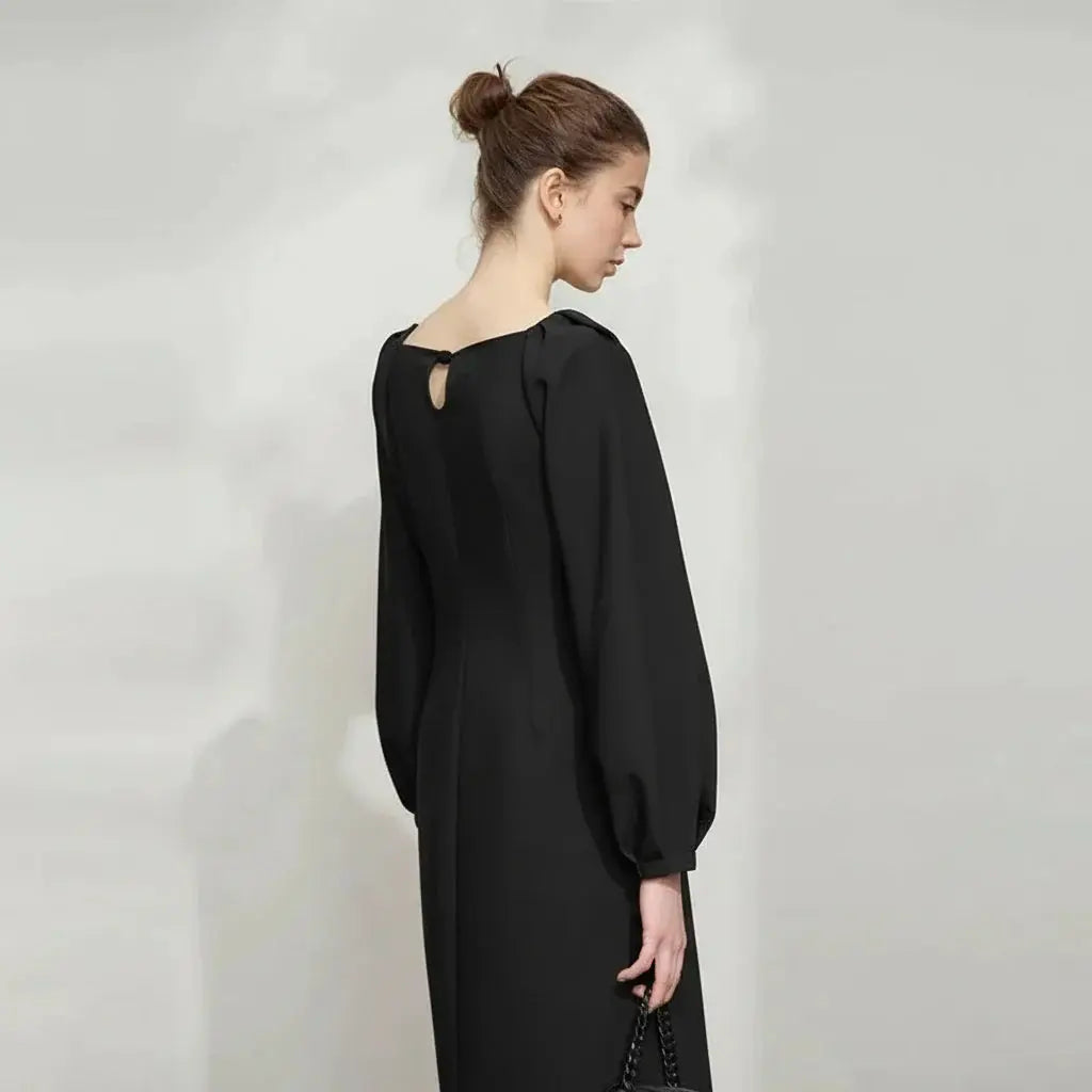 Minimalist Autumn Round Neck Dress - Loran