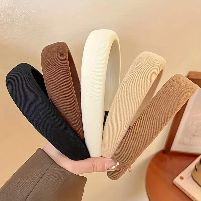 Solid Color Wide Sponge Headband for Women