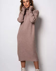 Women's Ribbed Turtleneck Long Sweater Dress