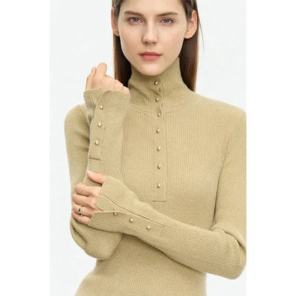 Women's Minimalist Half Cardigan Turtleneck - Loran