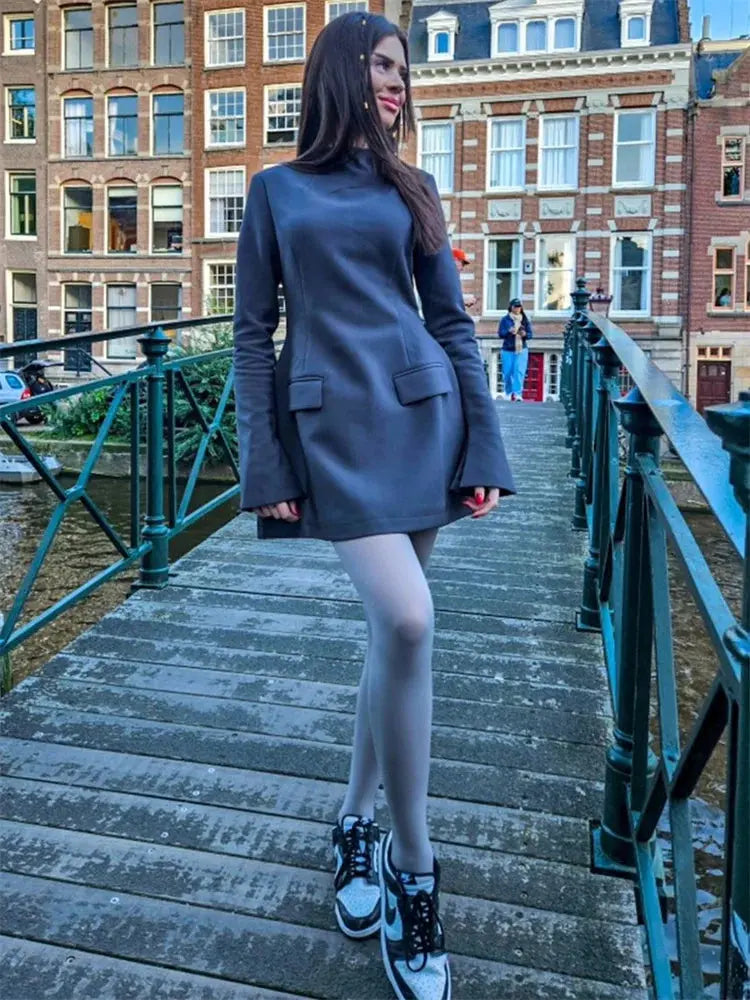 Elegant Solid Casual Mini Dress - Loran