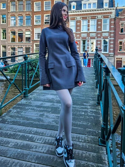 Elegant Solid Casual Mini Dress - Loran