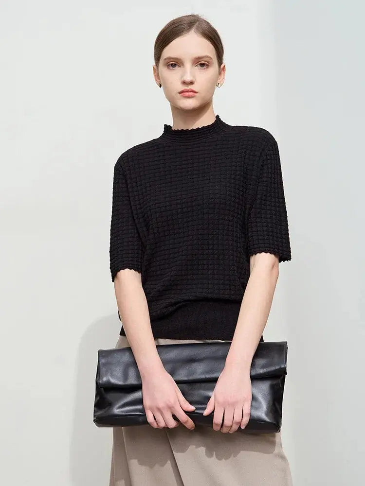 Elegant Mock Neck Slim Knit Sweater - Loran