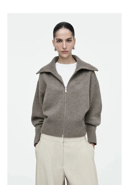 Casual Standard Fit Knitted Jacket with Waist-Cinching Detail LORAN STORE