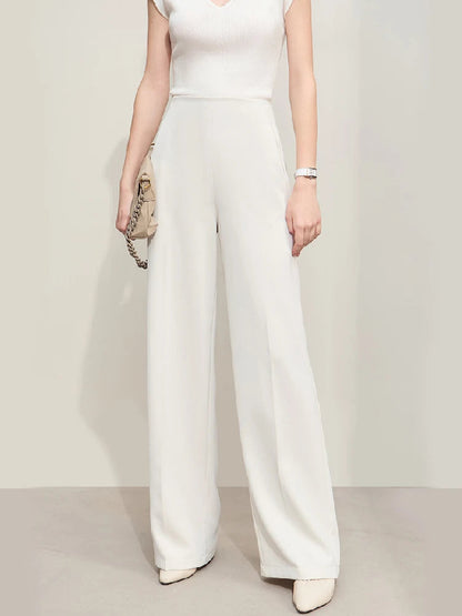 Amii Minimalism 2024 Summer New Wide-legged Pants Women Straight Basics Casual Pants Female Solid Full-length Trousers 12412006 Loran