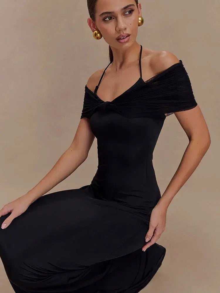 Elegant Off-Shoulder Backless Gown - Loran