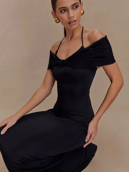 Elegant Off-Shoulder Backless Gown - Loran