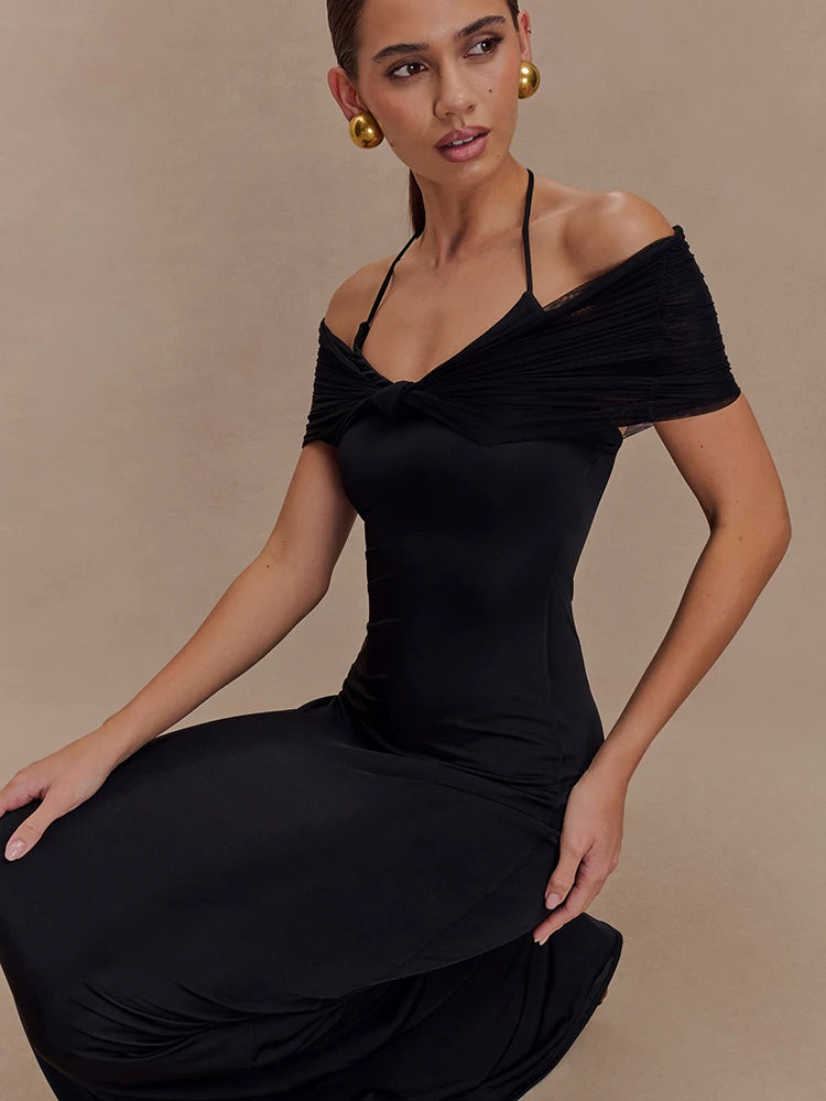 Elegant Off-Shoulder Backless Gown