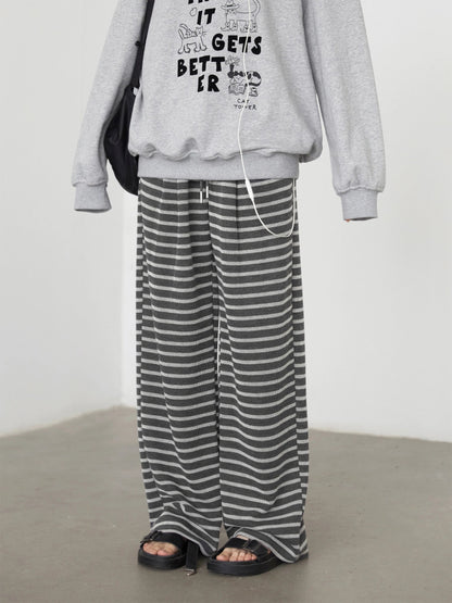 CHIC VEN Women Trousers Loose Casual Striped Wide Leg Pants Hanging Straight Casual Trousers Spring Autumn Women 2025 Loran