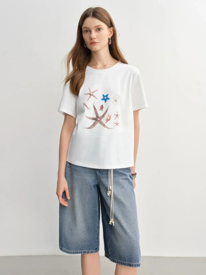 Women's Nautical Print Shell Tee Slim Fit LORAN STORE