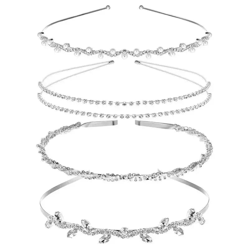 Rhinestone & Pearl Bridal Headband Set Wedding Hair