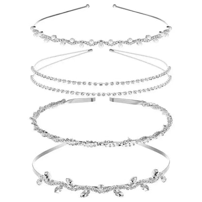 Rhinestone & Pearl Bridal Headband Set Wedding Hair