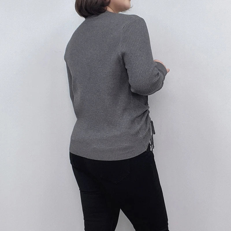 Plus Size Women's Long Sleeve Button Sweater