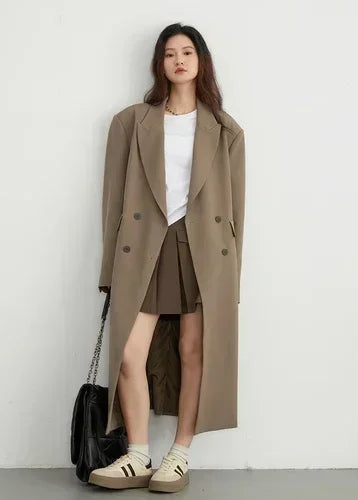 Women’s Double-Breasted Trench Coat Casual Long Overcoat Loran