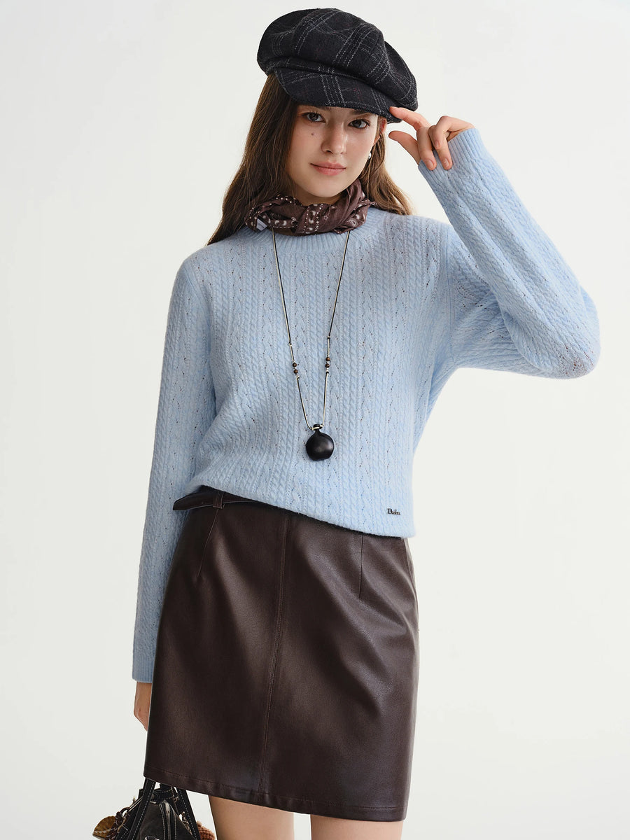 Vintage Charm: Plus Textured Knit Pullover