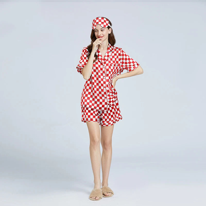 Women’s Checkerboard Mulberry Silk Pajama Set Loran