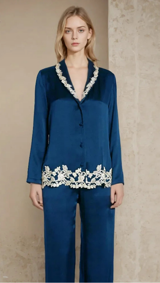 Women’s 2-Piece Mulberry Silk Pajama Set Silk Nightwear Loran