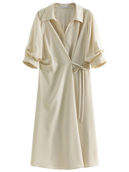 Wrap V-Neck A-Line Dress Half Sleeve Summer Maxi Loran