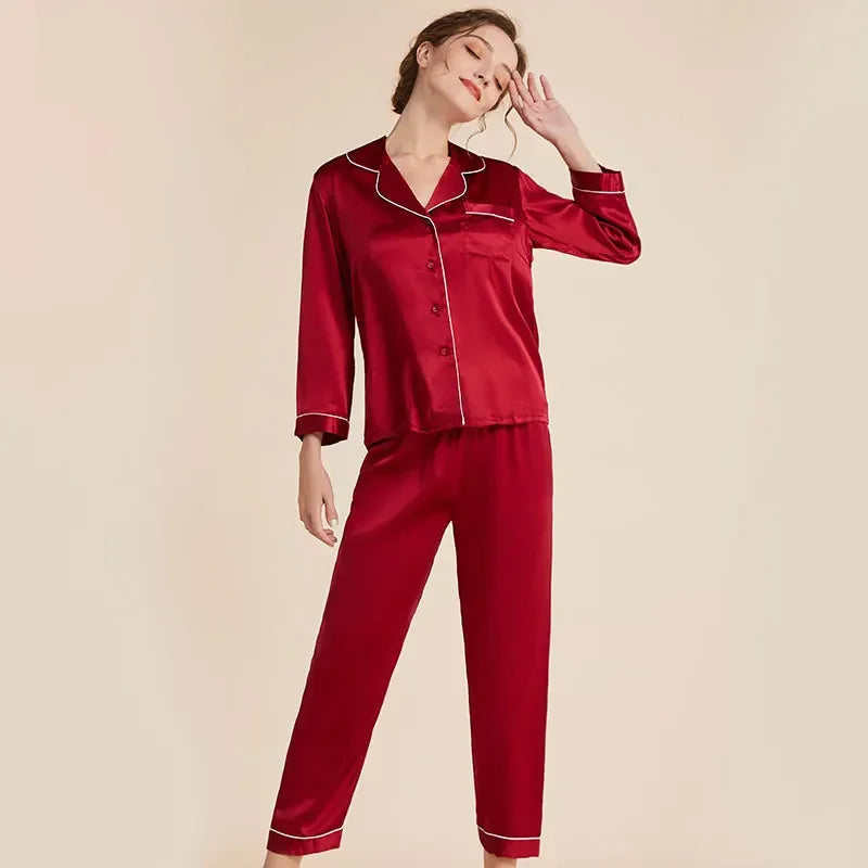 Women’s Real Silk Pajama Set Luxury Home Set Loran