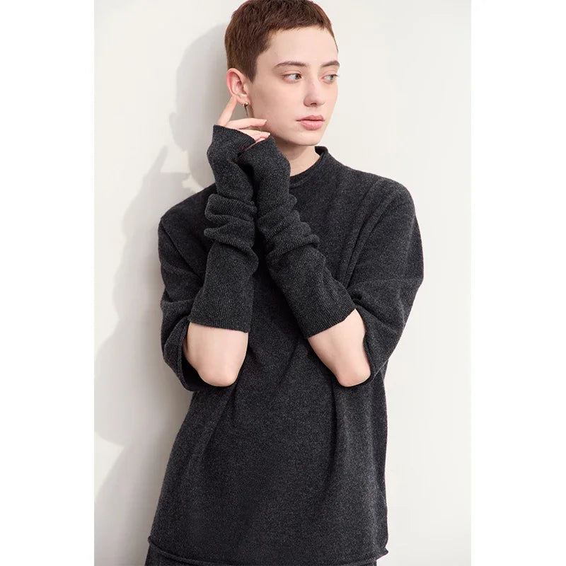 Amii Minimalism Sweaters For Women 2025 Autumn New Wool With Sleeve Mlock Neck Pullovers Versatile Lady Knitwear Jumper 12453055 Loran