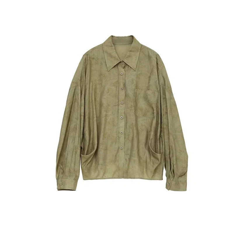 Relaxed Lapel Shirt & Shorts Set: Perfect Autumn Print