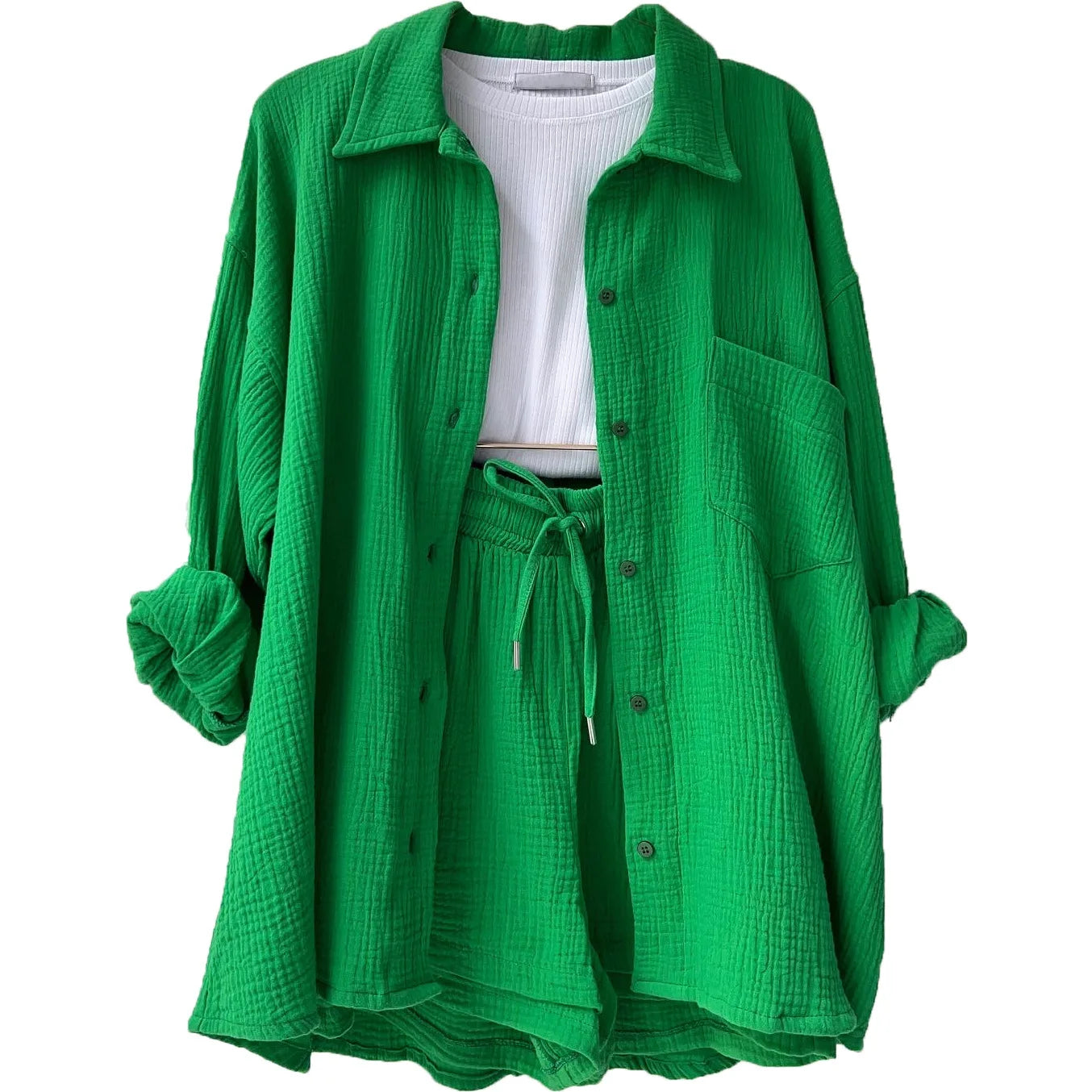 Women’s 2-Piece Cotton Gauze Pajama Set Summer Sleepwear Loran