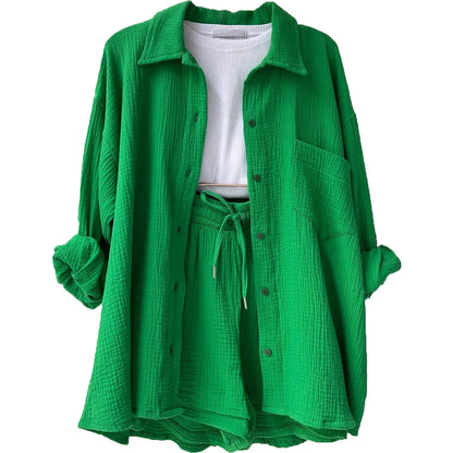 Women’s 2-Piece Cotton Gauze Pajama Set Summer Sleepwear Loran