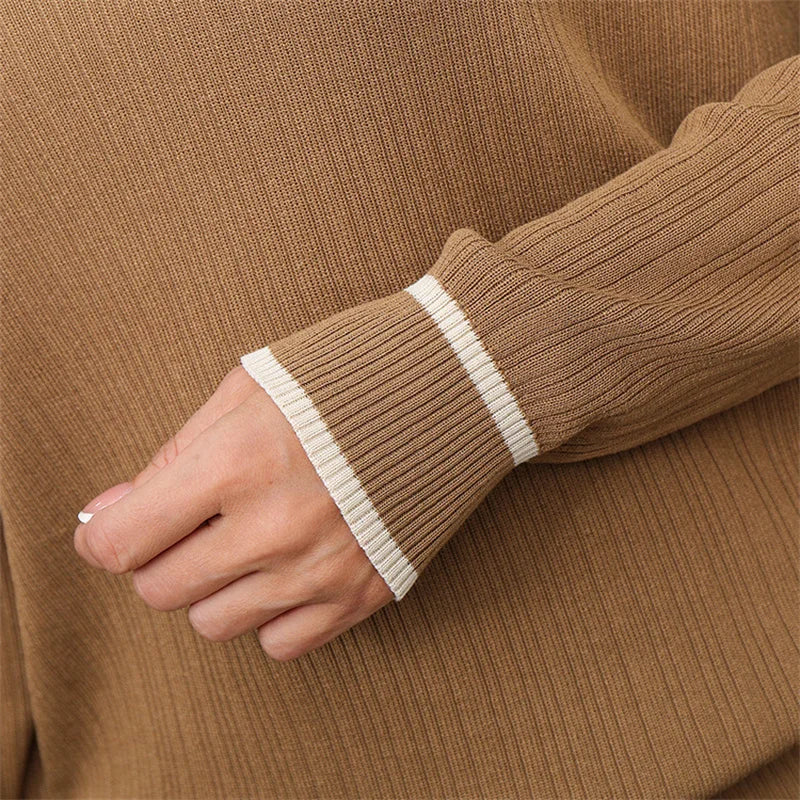 Women's Fine Knit Two-Piece Suit | High-Waist & Slim Fit