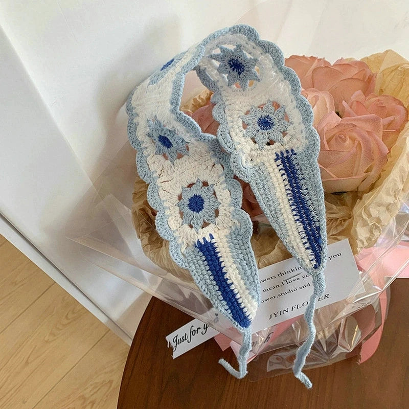 Vintage Knit Flower Headband Retro Hair Accessories