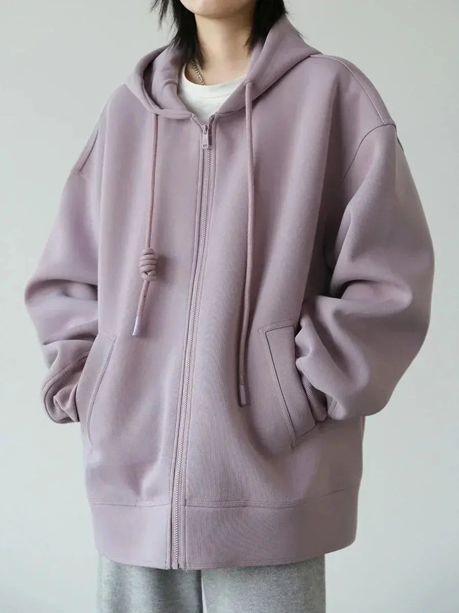 Women's Casual Loose Solid Hooded Overcoat - Loran
