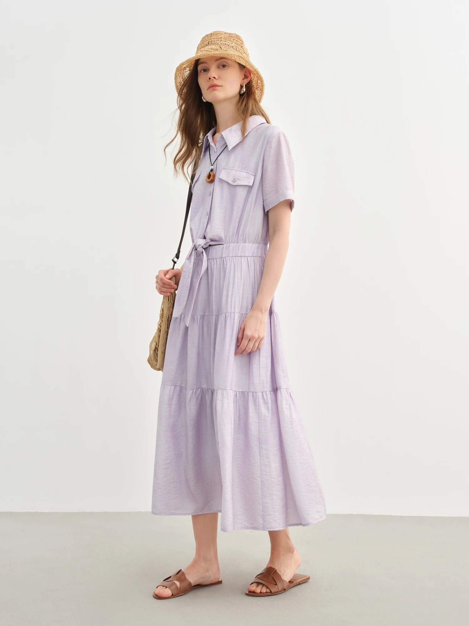 Elegant Women’s Lyocell Shirt Dress Romantic Summer Chic Loran